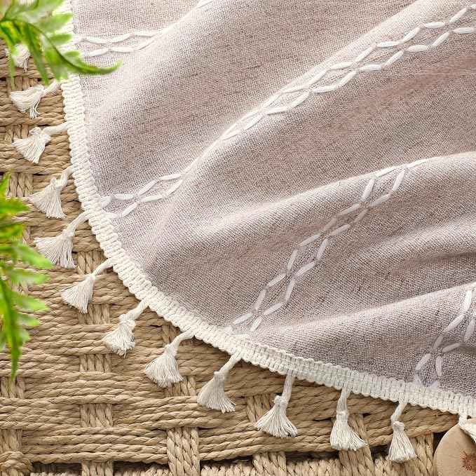 Light Brown 100% Boho Blackout Curtains 84 Inch 2 Panels | Vintage Farmhouse - Image 4