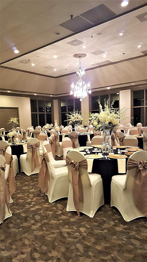 Obstal 50 PCS Satin Chair Sashes Bows for Wedding Reception- Universal Chair Cover Back Tie Supplies for Banquet, Party, Hotel Event Decorations