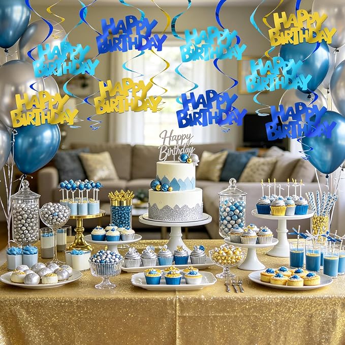 BEISHIDA 12 Pcs Happy Birthday Hanging Swirl Decorations, Kids Men Birthday - Image 4