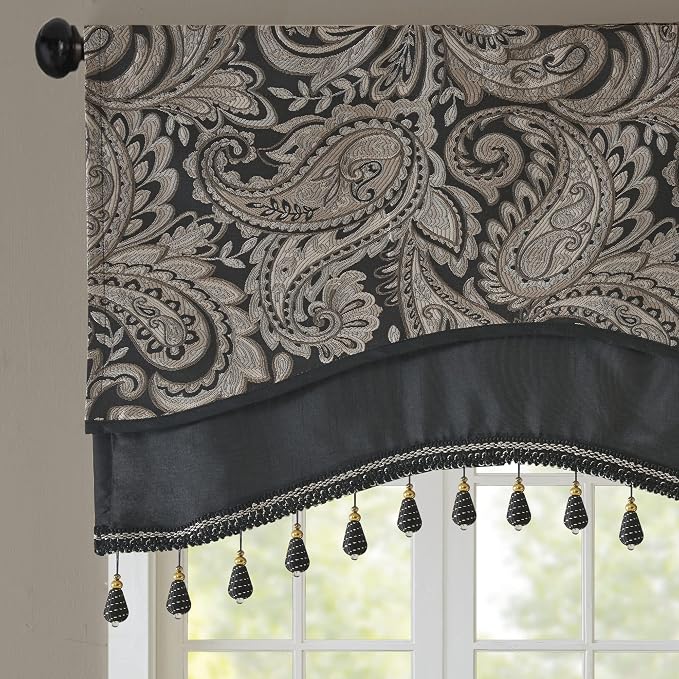 Madison Park Faux Silk Paisley Jacquard, Rod Pocket Curtain - Image 3