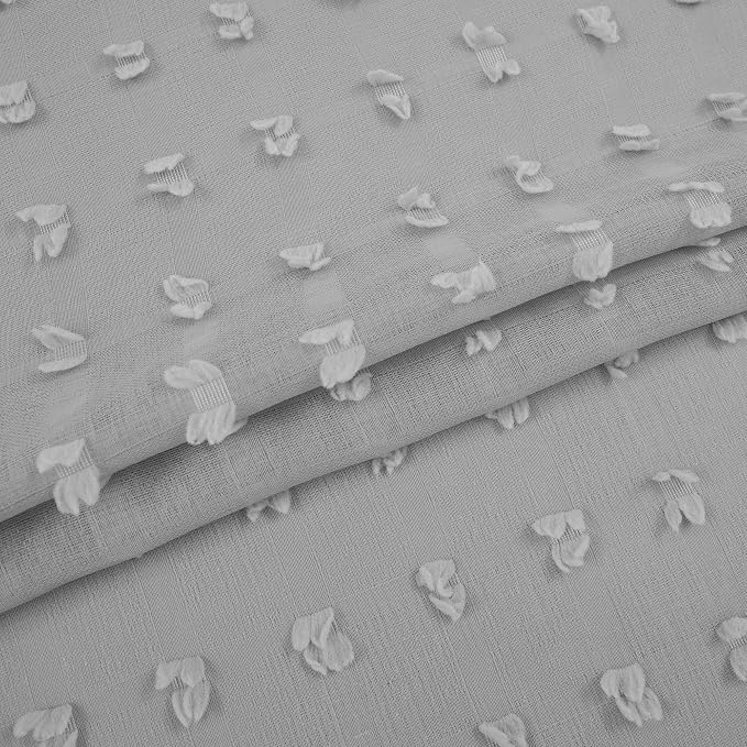 KOUFALL Grey Textured Sheer Curtains 96 Inches Long - Image 4