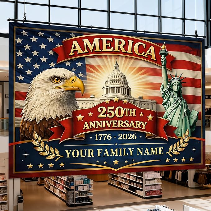 Custom American 250th Anniversary Flag Backdrop 1776-2026, Personalized 250 - Image 6
