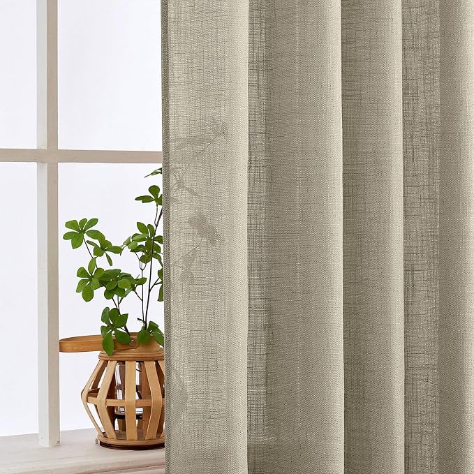 MIULEE Oatmeal Linen Curtains 52x108 Inch Long - Image 5