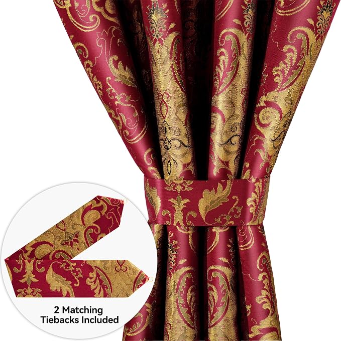 Loom and Mill Luxury Red Damask Curtains - Image 8