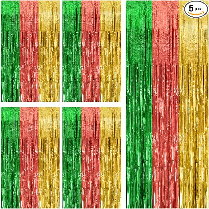 5 Pack Hawaii Party Backdrop Decorations Vibrant Summer Streamers Foil Fringe by KEJ