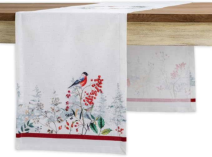 Maison d' Hermine Table Runner 100% Cotton Single Layer Table Runners 90 inches Long Decorative for Home Kitchen Dining Party Baby Shower Wedding Bridal Shower (Morzine, 14.50" x 90")