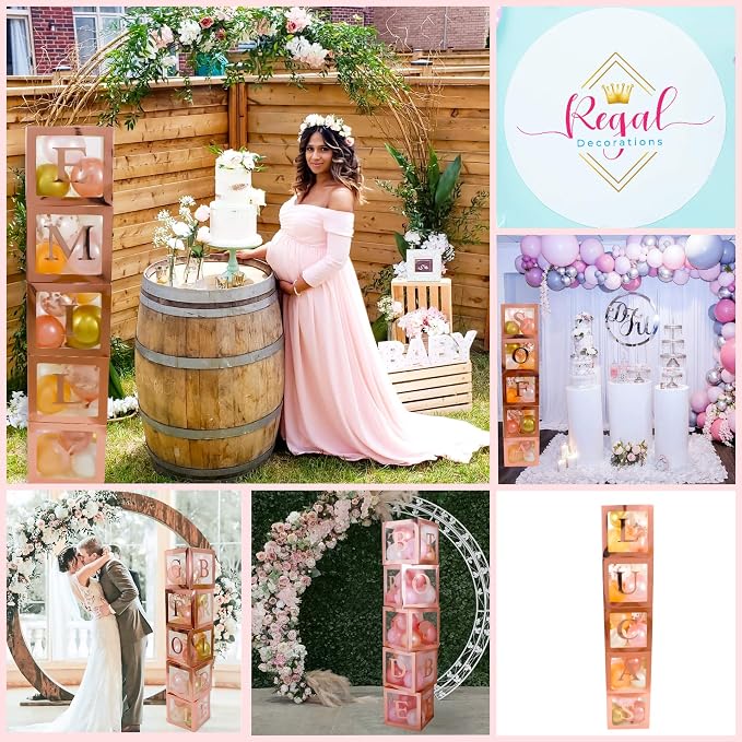 96 PC Bridal Shower Decorations Balloon Boxes Rose Gold - Image 5
