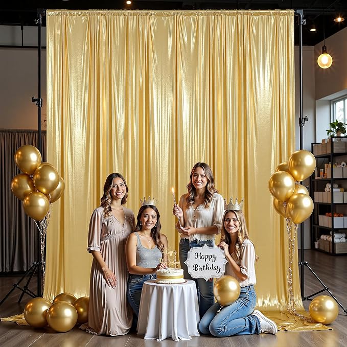 30x12ft Glitter Gold Backdrop Curtains, Sequin Curtains Wrinkle Free Polyester - Image 5