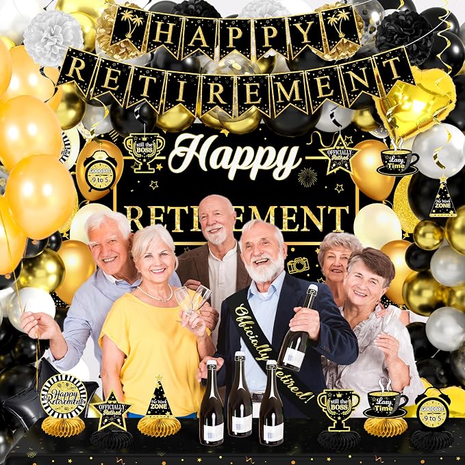 Retirement Party Decorations, Retirement Balloons, Sash Hanging Swirls - Image 5