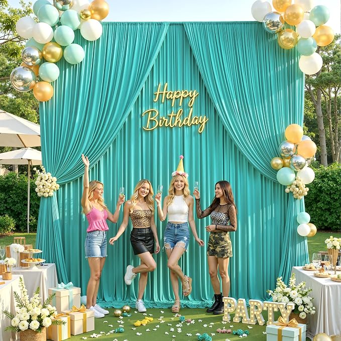 20x12 ft Turquoise Backdrop Curtains - Image 6