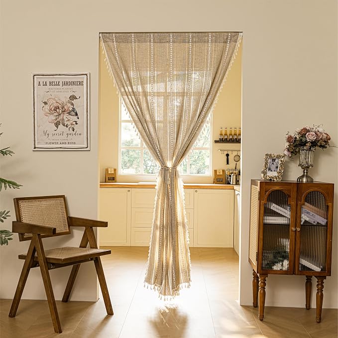 Sutuo Home Boho Door Curtains for Doorway, Bohemian Semi Blackout Curtains - Image 3
