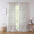 Kayne Studio Grey Jacobean Floral Rod Pocket Semi Sheer Curtains 90 Inches | by KayneStudio
