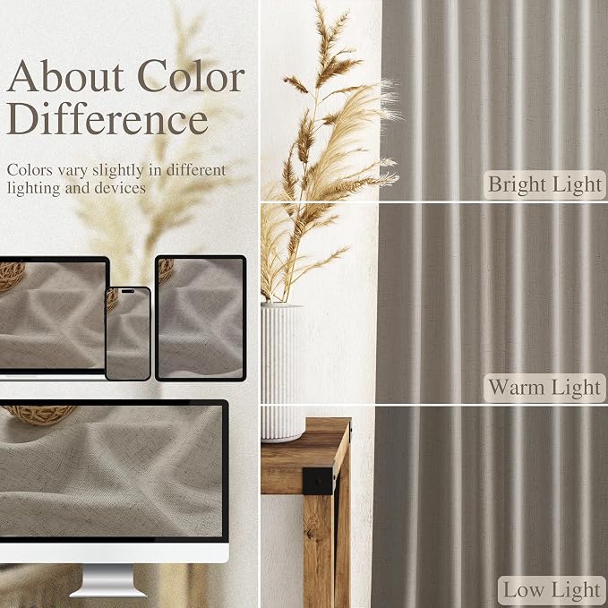 Grey Beige Linen Curtains 84 Inches Long - Image 3