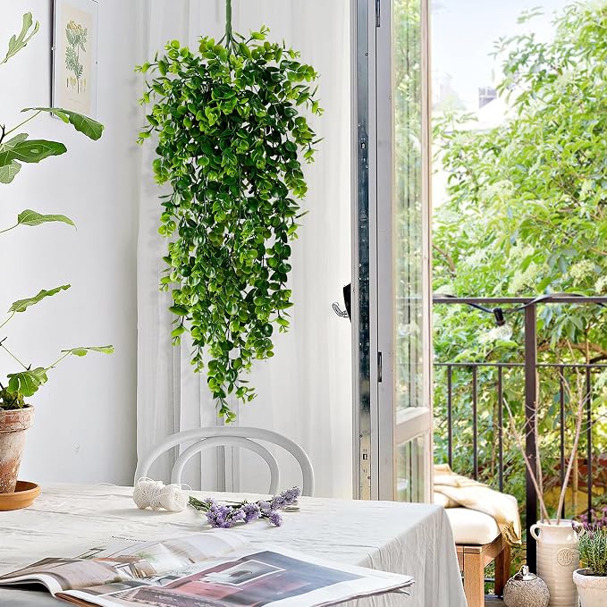 4Pcs Fake Hanging Plants 2.7FT Fake Plants Fake Vines Greenery | UV Resistant - Image 2
