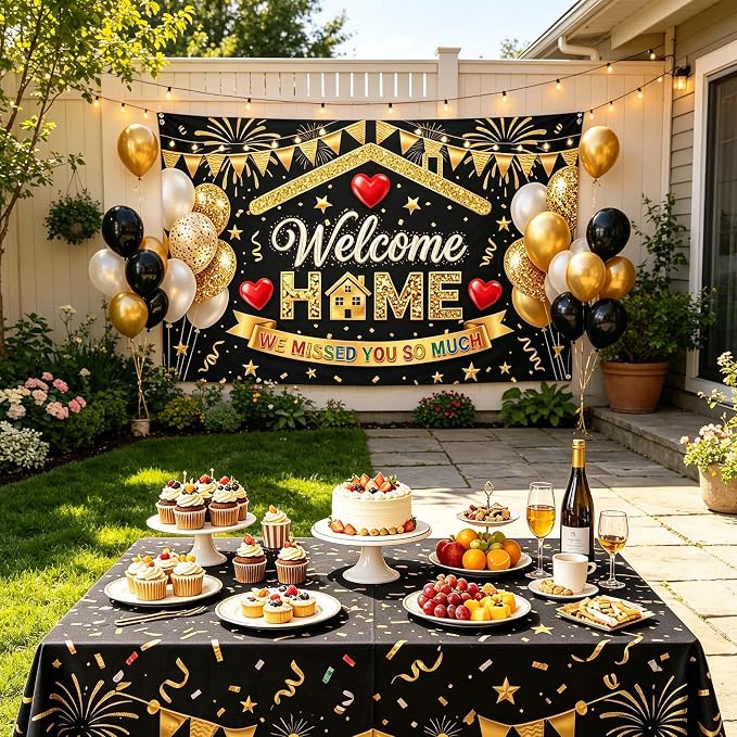 Welcome Home Banner Backdrops for Wall, 72x43 in We Missed You So Much Sign for - Image 6