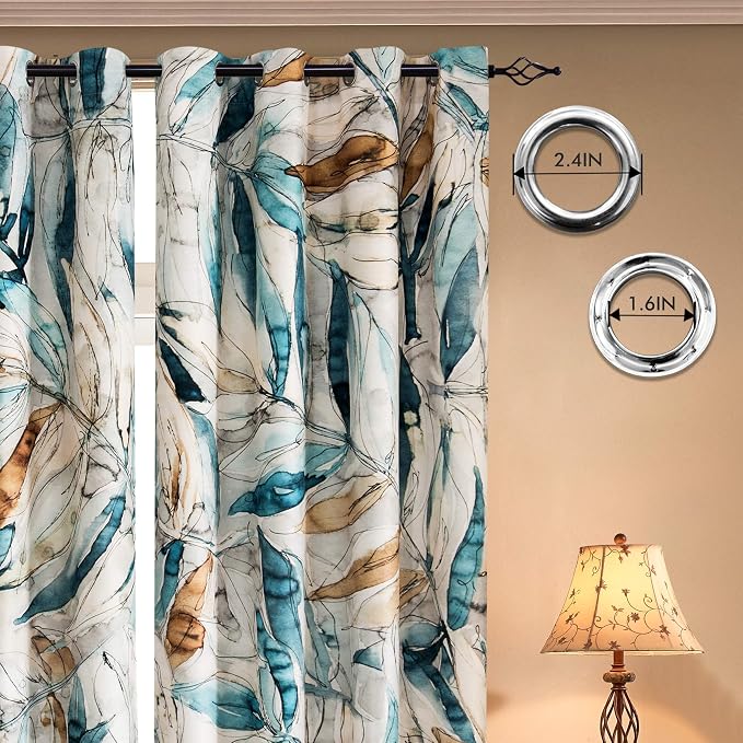 SUBRTEX Light Flitering Curtains 52Wx72L, Room Darkening Vibrant Floral Drapes - Image 3