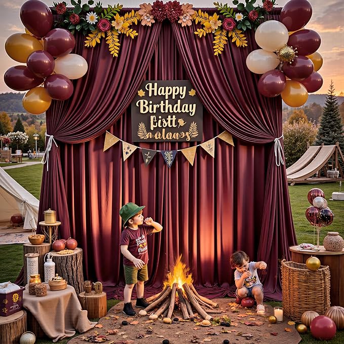 20ft x 15ft Burgundy Backdrop Curtains - Image 4