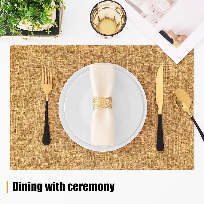 Homaxy Cloths Placemats for Dining Table Set of 6, Amber | Heat Resistant - Image 4