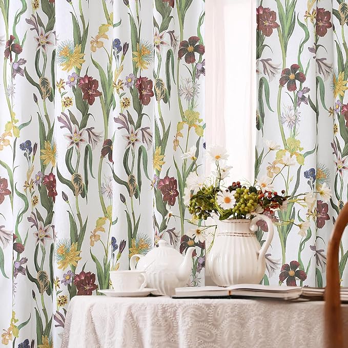 Schweek Vintage Floral Curtains 63 Inches Length 2 Panels - Image 8
