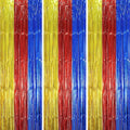 Voircoloria 3 Pack 3.3 x 8.2 ft Blue Red Gold Foil Fringe Backdrop Curtains by Voircoloria
