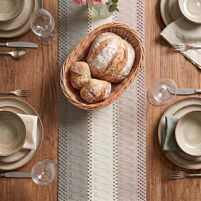 Artoid Mode Grey Beige Pink Farmhouse Rustic Table Runner 12x36 Inch | Holiday - Image 2