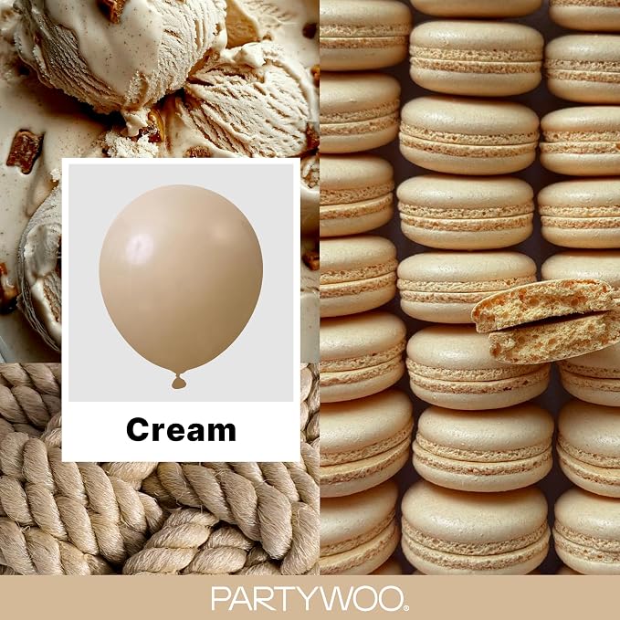 PartyWoo Cream Balloons 140pcs Beige Ivory Nude Neutral Boho Color | Different - Image 2