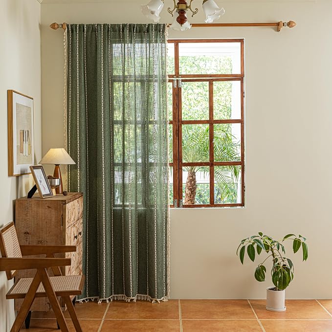 Sutuo Home Boho Linen Curtains for Living Room Laundry Room, Light-Filtering - Image 9