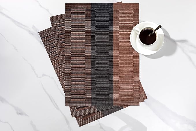 LEXMORE Placemats Set of 4 Vinyl/Plastic Woven Place Mats - Image 6