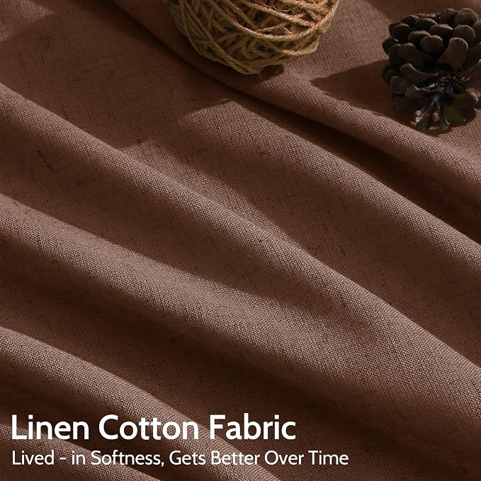 Mocha Brown Linen Curtains 90 Inch Length 2 Panels - Image 4