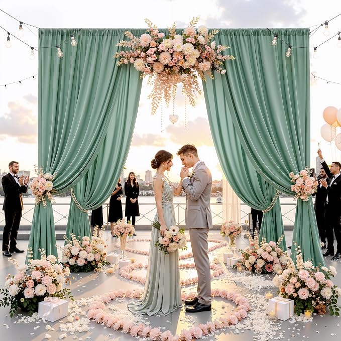 12ft x 10ft Grayish Green Backdrop Curtains - Image 8
