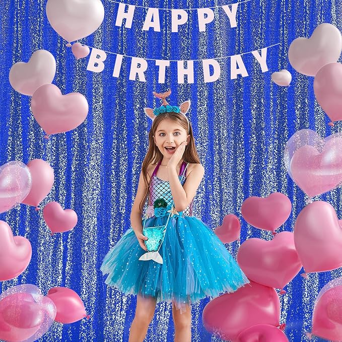 2×8FT-4PCS Royal Blue Sequin Backdrop Curtains Panels, Photography Backdrop - Image 7
