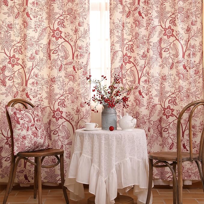 Designer Elegant Linen Printed Curtains, 2 Panels, kitchen Bedroom Living Room - Image 2