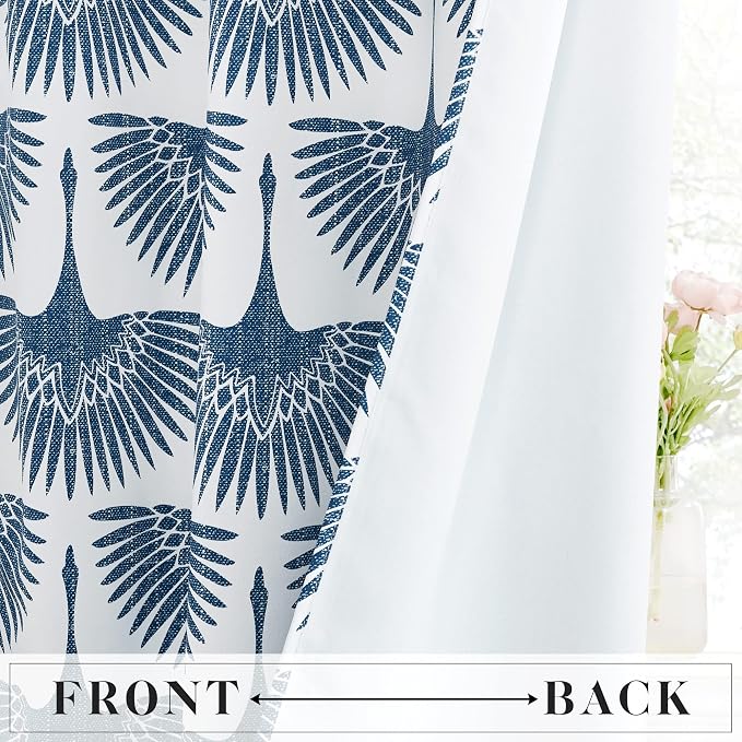 KGORGE Blackout Curtains Geometric Bird Pattern 52" x 108" Blue 2 Panels | - Image 5
