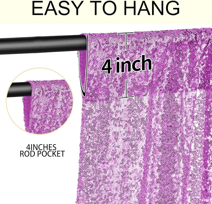 2×8FT-4PCS Lavender Sequin Backdrop Curtains Panels, Photography Backdrop - Image 5