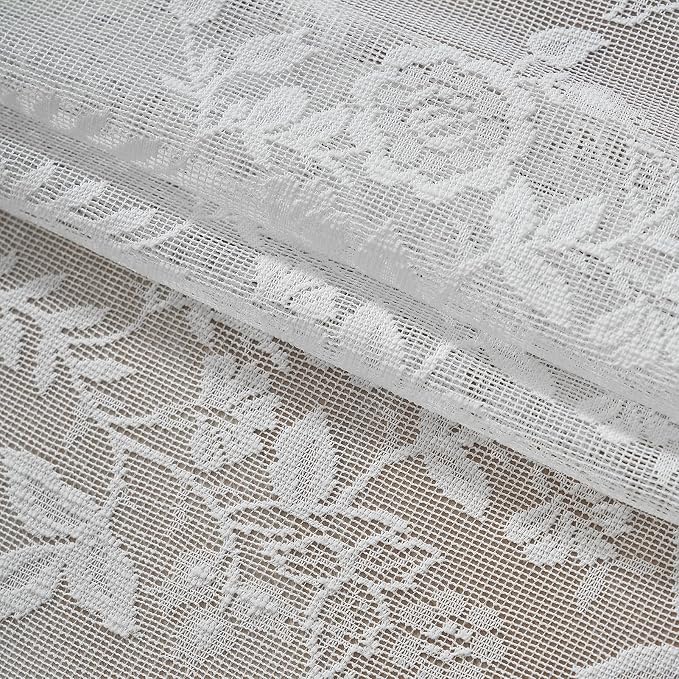 FINECITY White Floral Lace Curtains - Image 7