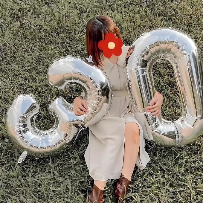 5 Balloon Numbers Birthday Decorations, 40In Silver Balloons - Image 5