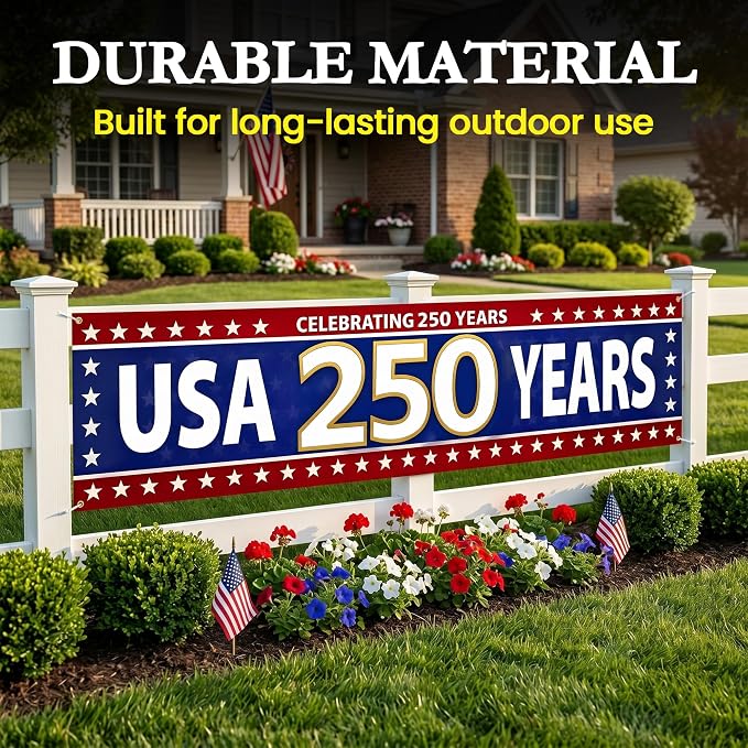 USA 250th Anniversary Banner 2x10ft - Image 4