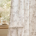 jinchan Taupe Floral Linen Curtains 108 Inch Farmhouse Back Tab 2 Panels | by JINCHAN