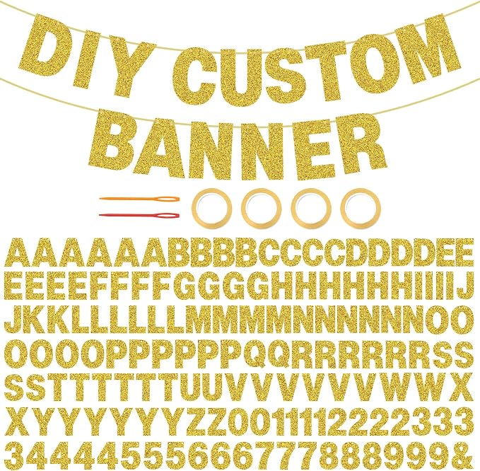 146 PCS DIY Glitter Letter Banner Kit, A-Z Letters & Numbers, Graduation by EWOID