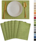 Demetex Placemats Set of 6 Green Decorative Table Mats Modern Linen Placemats by DEMETEX