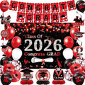DARUNAXY Black Red Graduation Party Decorations, 2026 Congrats Grad Honeycomb by DARUNAXY