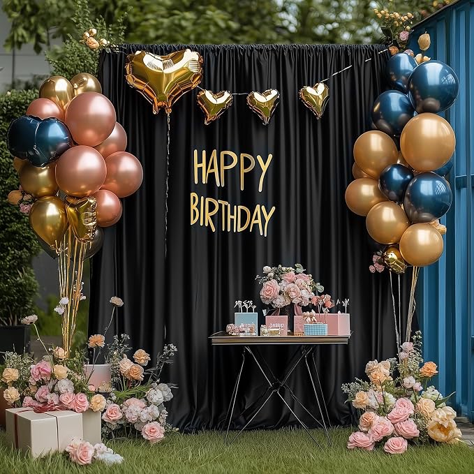 Black Backdrop Curtain for Wedding Parties Backdrop Drapes 10x10FT | Wrinkle - Image 4