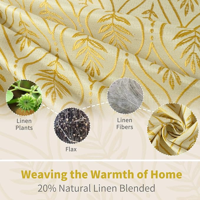 BGment Mustard Yellow French Country Curtains 63 Inches Long - Image 3