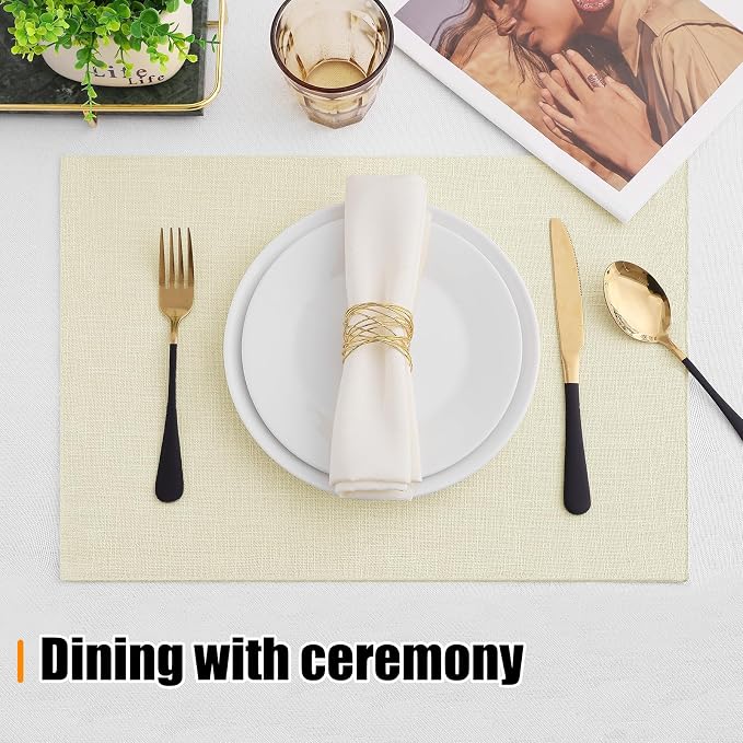 Homaxy Cloths Placemats for Dining Table Set of 6, Cream | Heat Resistant - Image 4