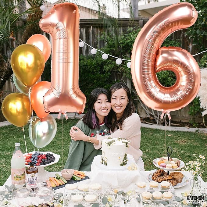 KatchOn Rose Gold 16 Balloon Numbers 40 Inch | Foil Balloon - Image 9