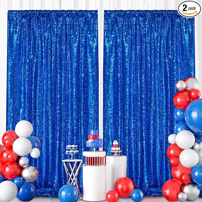Navy Blue Sequin Backdrop 2 Pcs 5FTx10FT Glitter Backdrop Curtains Birthday by SoarDream
