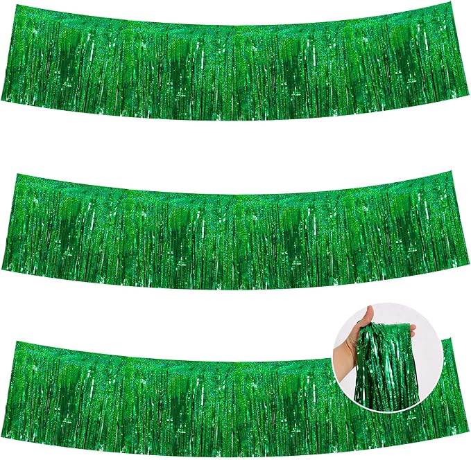BEISHIDA Laser Green Fringe Garland Banner 30ft Wall Tinsel Foil Streamers | by Beishida