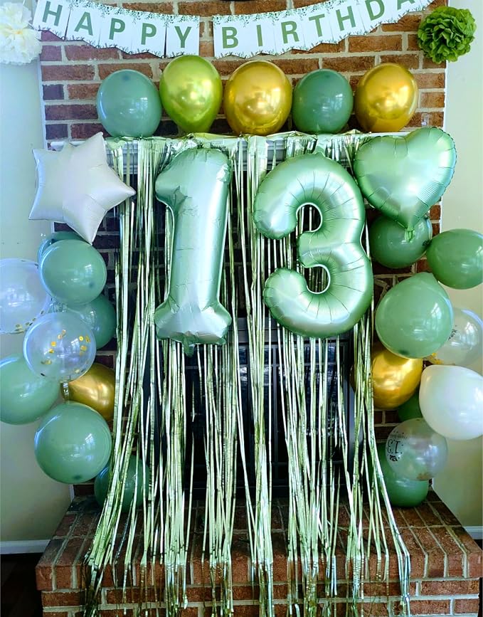 Sage Green Number 3 Balloon 40 inch, 3rd Birthday Party Balloons Decorations | - Image 9