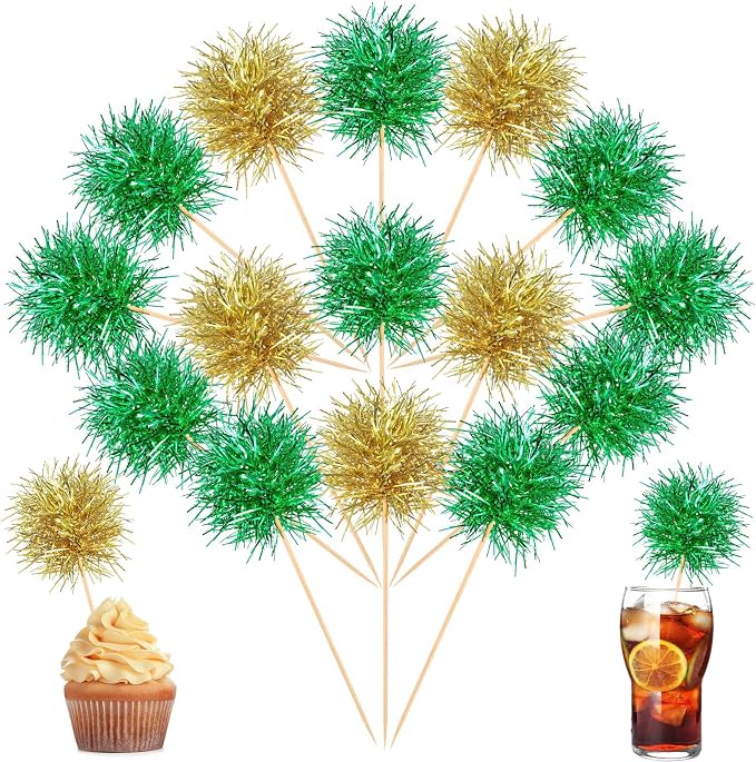 Chinco 100 Pcs Foil Firework Cupcake Toppers Sparkle Tinsel Cake Toppers Cake by Chinco