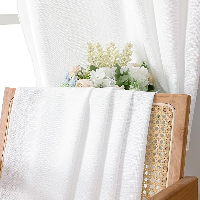 Tollpiz Linen Tier Curtain Rod Pocket Semi Sheer Half Kitchen Curtains Burlap - Image 6
